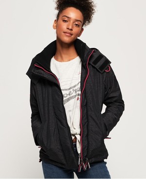 Superdry Arctic Hooded Pop Cipzár SD-Windcheater Női Kabát Fekete/Rózsaszín | DBCWS1836